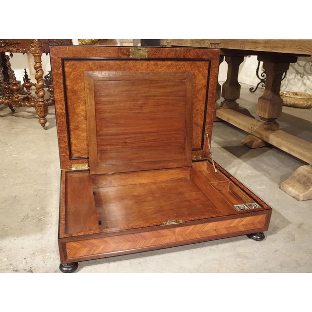 Wood Antique French Ecritoire Desk in Burled Elm, Circa 1830 For Sale - Image 7 of 11