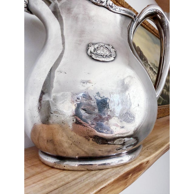 Reed & Barton Antique Silver Plated Water Pitcher From Hotel Clark in Los Angeles Ca For Sale - Image 4 of 7