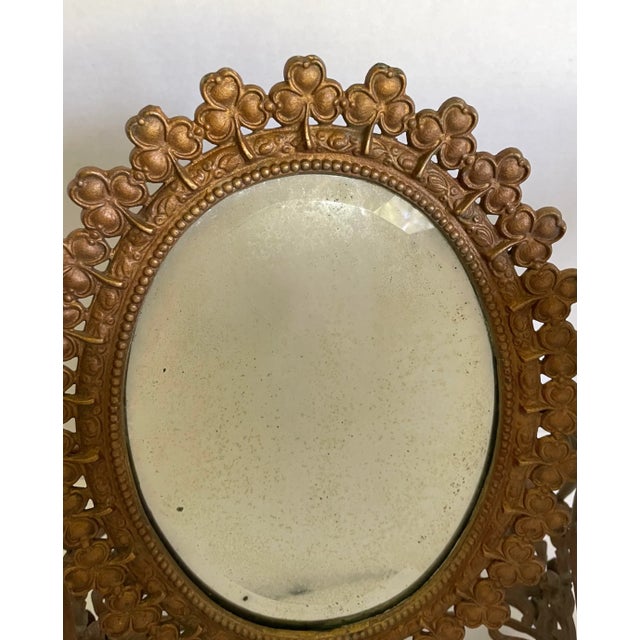 Victorian Antique Swivel Ornate Cloverleaf Freestanding Vanity Mirror For Sale - Image 3 of 12