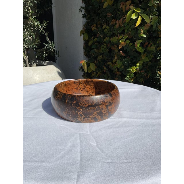 Mid-Century Modern Vintage Turned Burl Wood Bowl – Organic Mid Century Decorative Catchall For Sale - Image 3 of 11