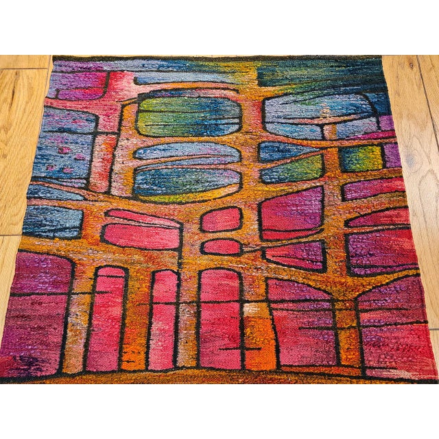 Mid 20th Century Vintage Mid-Century Tapestry, Handwoven Wool, Marc Chagall Style, 40" X 86" For Sale - Image 5 of 10