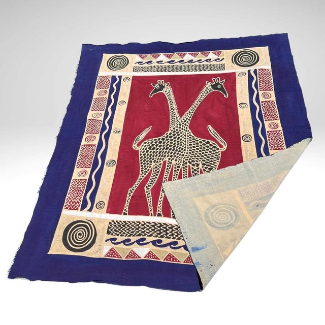 Paper Early 20th Century Giraffe Batik Print Tablecloth For Sale - Image 7 of 10