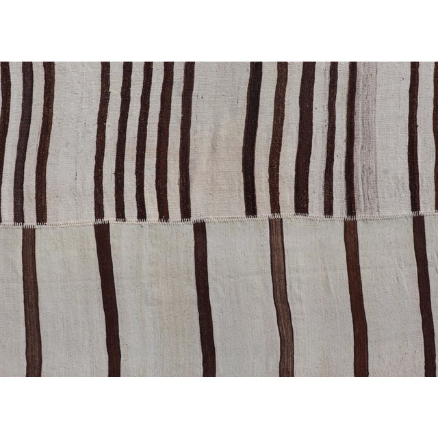 Vintage Hand-Woven Turkish Kilim in Wool With Sub-Geometric Striped Panel Design For Sale - Image 9 of 15