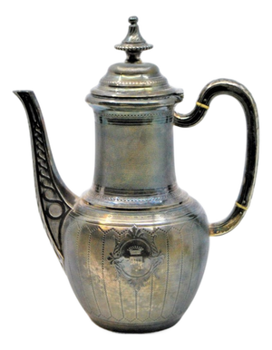 Fluted Silver Teapot with Royal Insignia