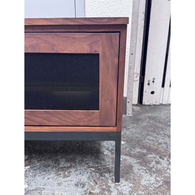 Brown Room & Board Linear Walnut Media Cabinet For Sale - Image 8 of 12