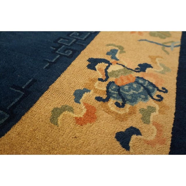 Chinese Antique Chinese Peking Rug Classic Greek Key Hand Knotted Wool 1920s 9'1" X11'8" For Sale - Image 3 of 9