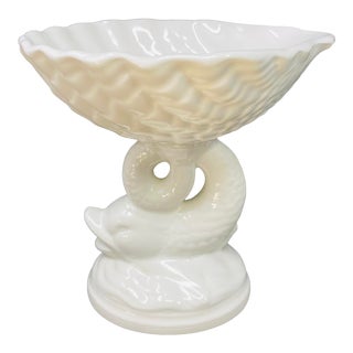 Vintage Blanc De Chine Foo Dolphin Shell Bowl Made in Italy For Sale