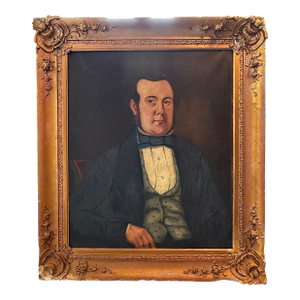 Large 19th-Century Portrait of a Gentleman in Ornate Gilt Frame