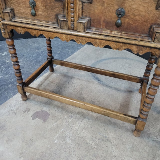 English Light Oak 2 Drawer Lowboy With Bobbin Turned Legs For Sale - Image 13 of 13