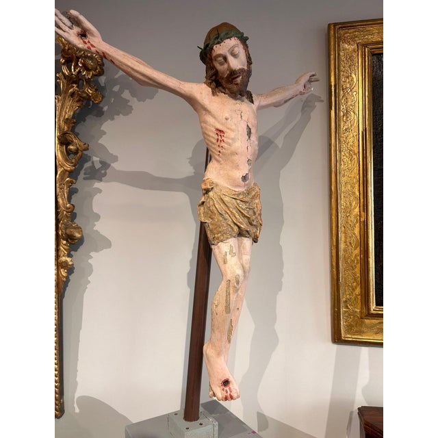 Carved Wooden Christ with Original Polychromy For Sale - Image 4 of 11