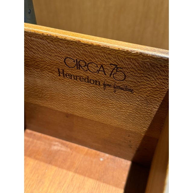 MCM Henredon Campaign Style Walnut and Rattan Rolling Bar/Cabinet W/ Expandable Flip Top For Sale - Image 12 of 12