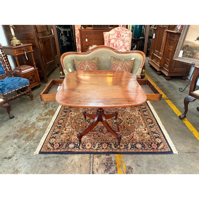 Wood Antique Regency Style Mahogany Drop-Leaf Pedestal Sofa Table For Sale - Image 7 of 7