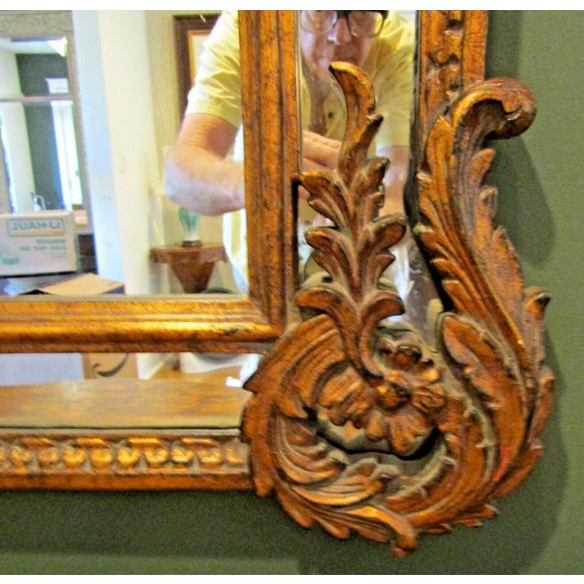 Antique Carved Large French Rococo Gold Wood Wall Mirror For Sale In Miami - Image 6 of 9