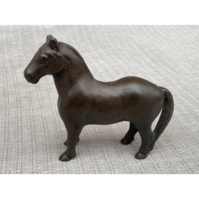 Figurative Antique Cast Iron Horse Piggy Bank For Sale - Image 3 of 12