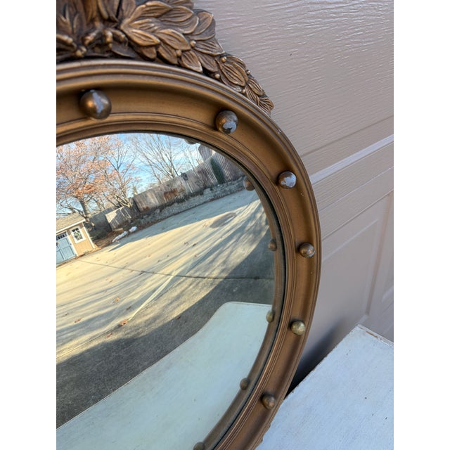 Mid 20th Century American Federal Giltwood Eagle Bullseye Convex Mirror For Sale - Image 5 of 15