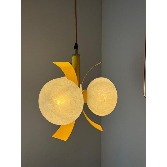 Metal Yellow and White Pendant Lamp by Richard Essig For Sale - Image 7 of 11