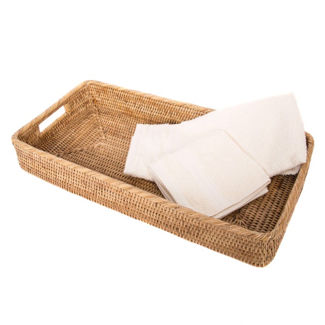Boho Chic Artifacts Rattan Rectangular Tray For Sale - Image 3 of 4