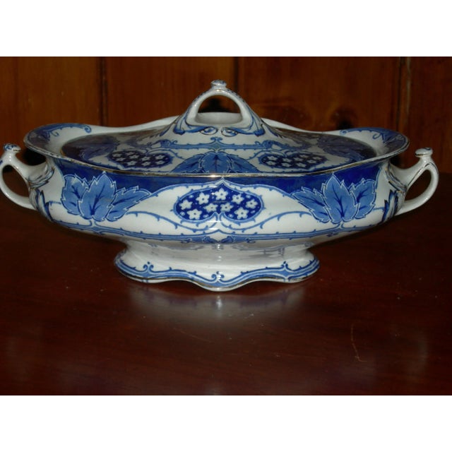 English Flow Blue Platter, Serving Bowl, & Gravy Bowl With Liner - Set of 3 For Sale - Image 6 of 8