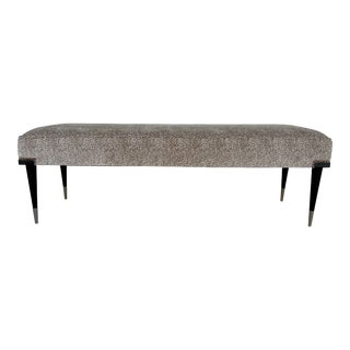 Caracole Couture Abstract Modern Taupe and White Pebble Bench For Sale