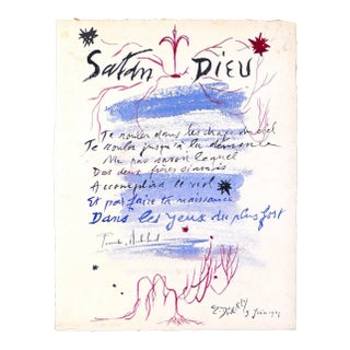 Satan Dieu du 6 Juin 1957 - Original Watercolor on Cardboard - 1957 1957 For Sale