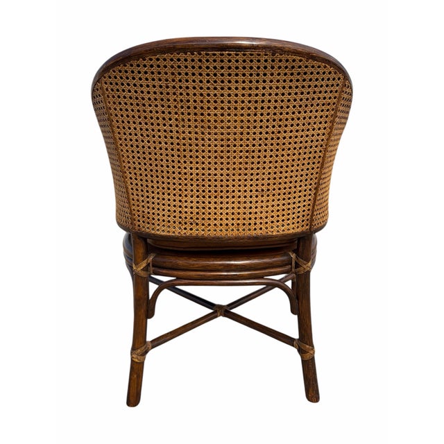 Wood Set of Six McGuire Rattan Caned Toboggan Dining Chairs For Sale - Image 7 of 8