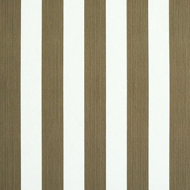 Schumacher Edwin Stripe Medium Wallpaper in Mushroom For Sale