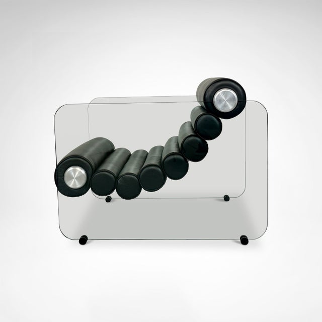 Leather and Glass Hyaline Armchair by Fabio Lenci for Comfortline, Italy, 1960s For Sale - Image 9 of 9