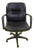 Vintage Black Faux Leather Swivel Office Chair For Sale