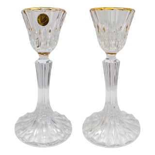 Pair of Late 20th Century French Crystal Candlestick Holders by Cristal d'Arques-Durand For Sale