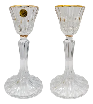 Pair of Late 20th Century French Crystal Candlestick Holders by Cristal d'Arques-Durand