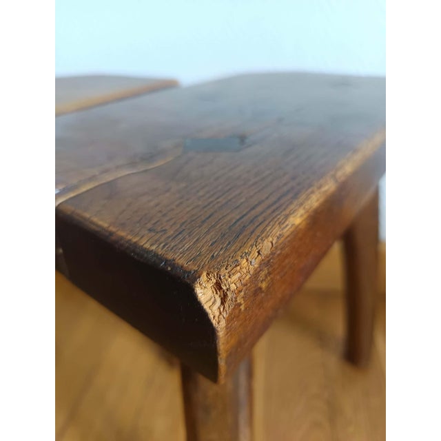 Brown Vintage Brutalist Stools, 1950s, Set of 2 For Sale - Image 8 of 10
