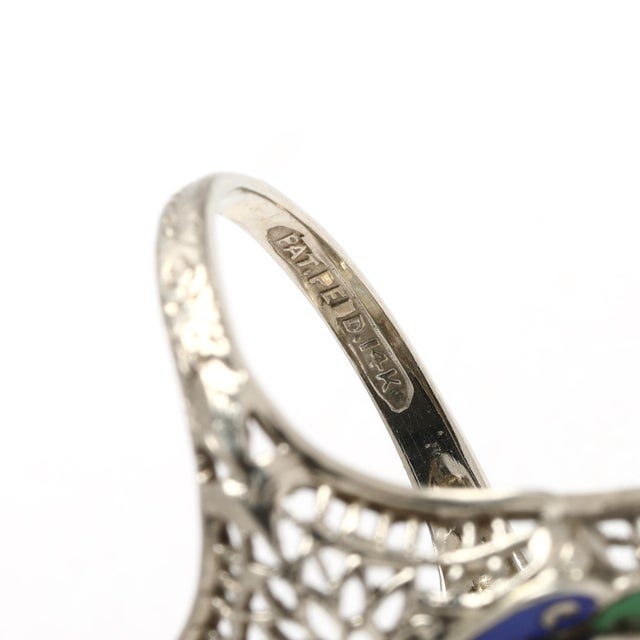 1930s 1930s Art Deco Large Opal Rectangular Ring, 14k White Gold, Ring Size 4.25 For Sale - Image 5 of 6