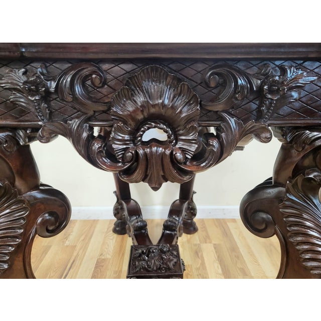 Brown Irish Style Sideboard Carved Mahogany North Wind Face Console Table For Sale - Image 8 of 17