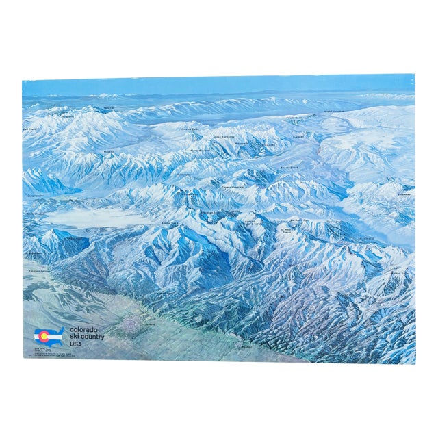 1973 Hal Shelton Colorado Ski Country Usa Poster; 29 X 21 For Sale