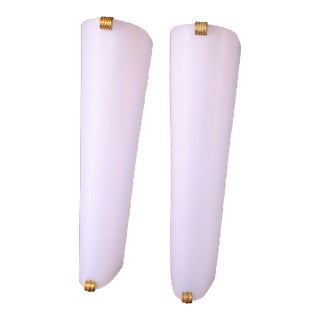 Maison Arlus, Tall Perspex Sconces With Brass Decorative Elements, Mid-Century France - a Pair For Sale