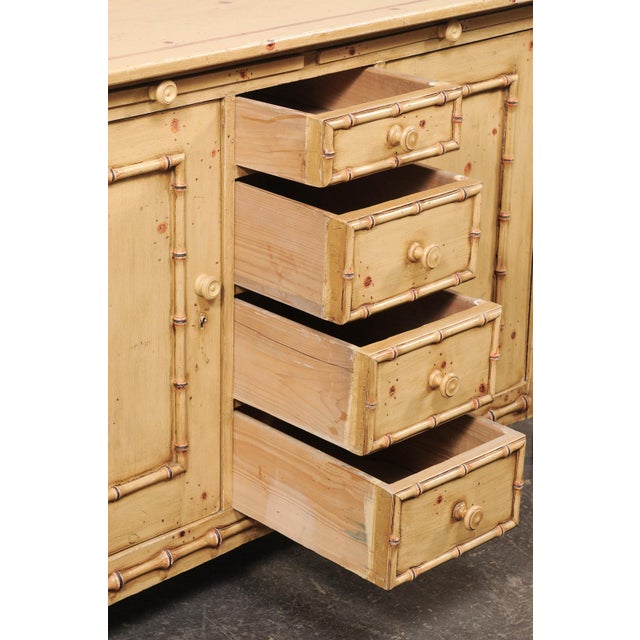 Wood Early 20th Century English Sideboard W/ Faux Bamboo Trim For Sale - Image 7 of 12