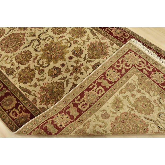 Agra Rug 5’1” X 9’9” Ivory Wool Traditional Hand-Knotted Oriental Carpet For Sale - Image 12 of 13