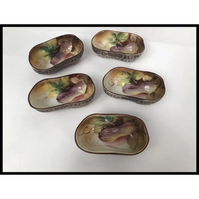 Early 20th Century Vintage Hand Painted Noritake Porcelain Nut Dish Set Japonisme Botanical For Sale - Image 5 of 10