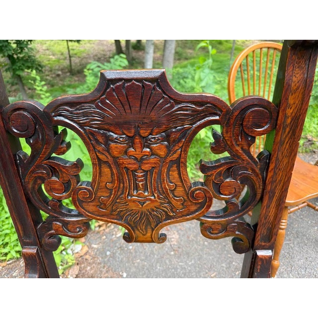 Traditional Antique Renaissance Revival Lion Northwind Carved Dining Chairs - Set of 6 For Sale - Image 3 of 17