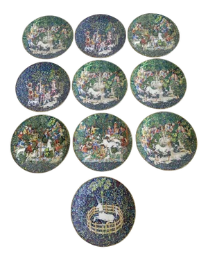 10 Limoges La Chasse a La Licorne Plates