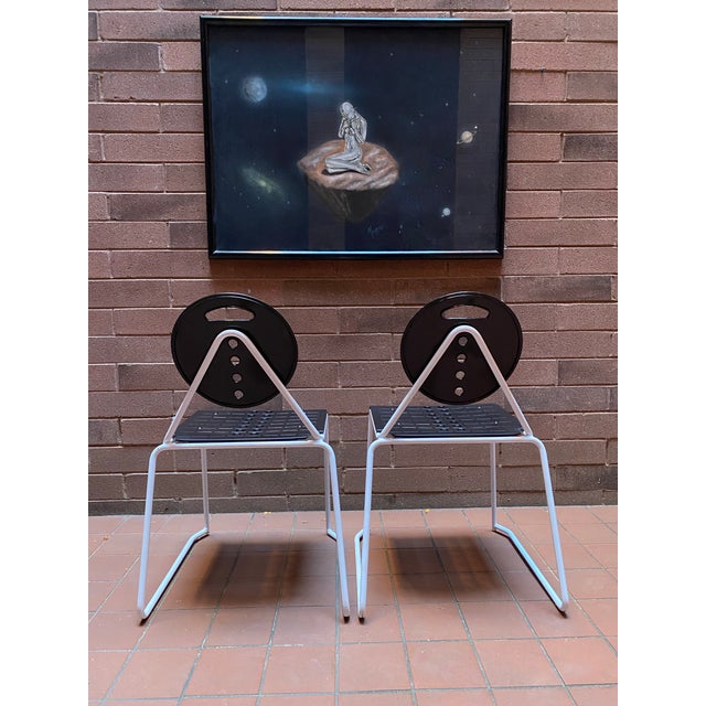 Postmodern Italian Postmodern “Charlie” Side Chairs by Carlo Bimbi & Nilo Gioacchini for Segis 1980s. A Pair For Sale - Image 3 of 10
