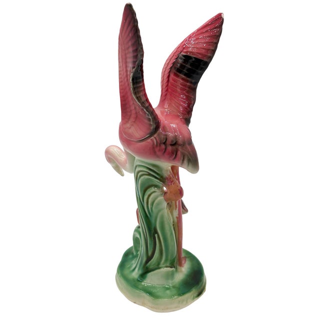 1950s Mid-Century Child & Mother Pink Flamingo Ceramic Tabletop Statue by Leftons For Sale In Los Angeles - Image 6 of 11