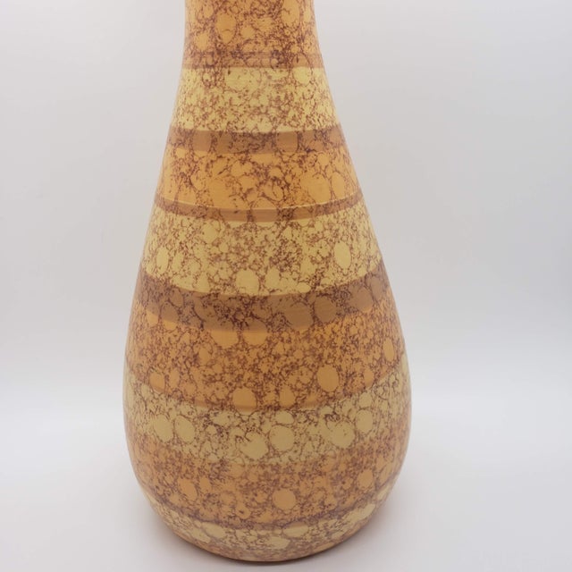 1960s Madeleine Originals Ca Striped Yellow Pottery Vase For Sale - Image 5 of 9