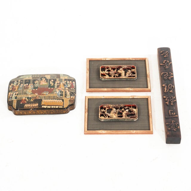Lacquer and Carved Chineses Wall Decorations, 19th Century For Sale - Image 14 of 14