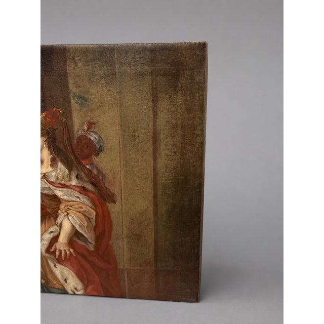 Johann Georg Tompke Attributed Solomon and Queen of Sheba Oil Painting C. 1766 For Sale In Providence - Image 6 of 15