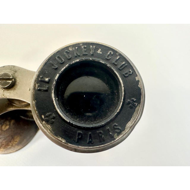 Metal Antique Leather and Brass Binoculars from Le Jockey Club Paris, 1900s For Sale - Image 7 of 10