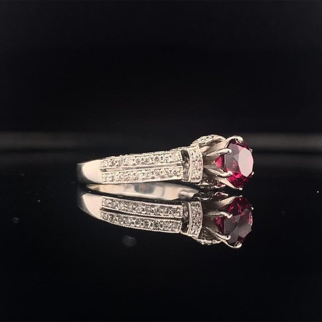 Diamond Tourmaline Rubellite Ring 4.5 14k Gold 1.38 TCW Women Certified For Sale - Image 4 of 12