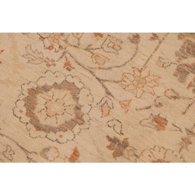 Shabby Chic Ziegler Beige Rust Hand-Knotted Wool Rug - 8'8'' X 11'8'' For Sale - Image 4 of 8
