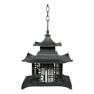 1960s Chinese Pagoda Hanging Lantern Pendant Light Chinoiserie Chandelier For Sale