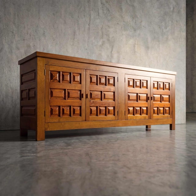 1970s French Oak Brutalist Sideboard, 1970s For Sale - Image 5 of 16